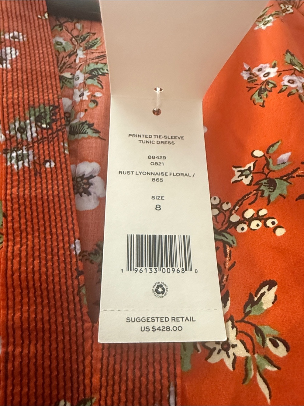 Tory Burch  Orange printed tie- Sleeve tunic dress ( no including the self-belt🦋 - Picture 8 of 8